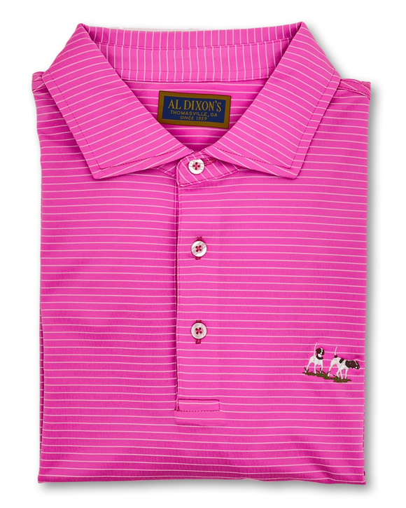 Al Dixons Performance Polo - Ruby Pink / White