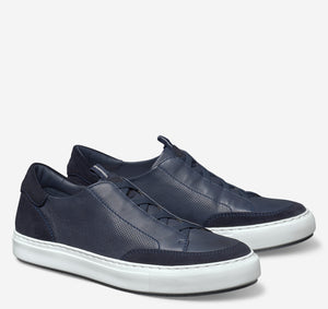 Shoes-Johnston and Murphy-Anson Navy Stretch Lace-to-Toe-Navy English Suede/Sheepskin