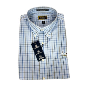 Al Dixon Sport Shirt- Blue Tan Plaid-Short Sleeve