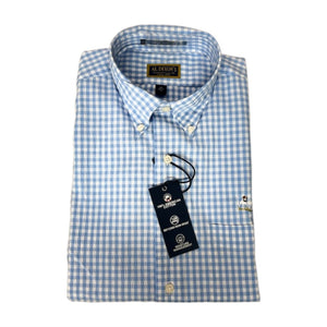 Sport Shirts-Al Dixon-Blue & White-Seersucker-Short Sleeve