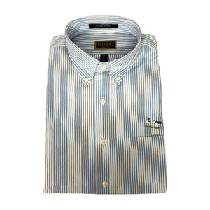 Sport Shirts-Al Dixon-Blue & White Stripe-Seersucker-Short Sleeve