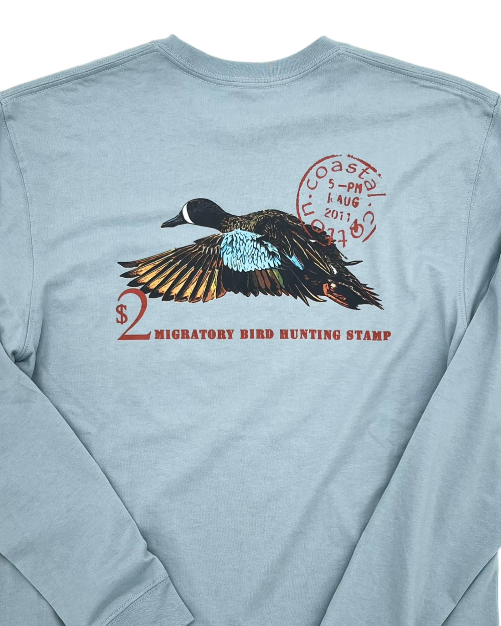 Coastal Cotton - Long Sleeve Tee - Duck Stamp - Blue Fog