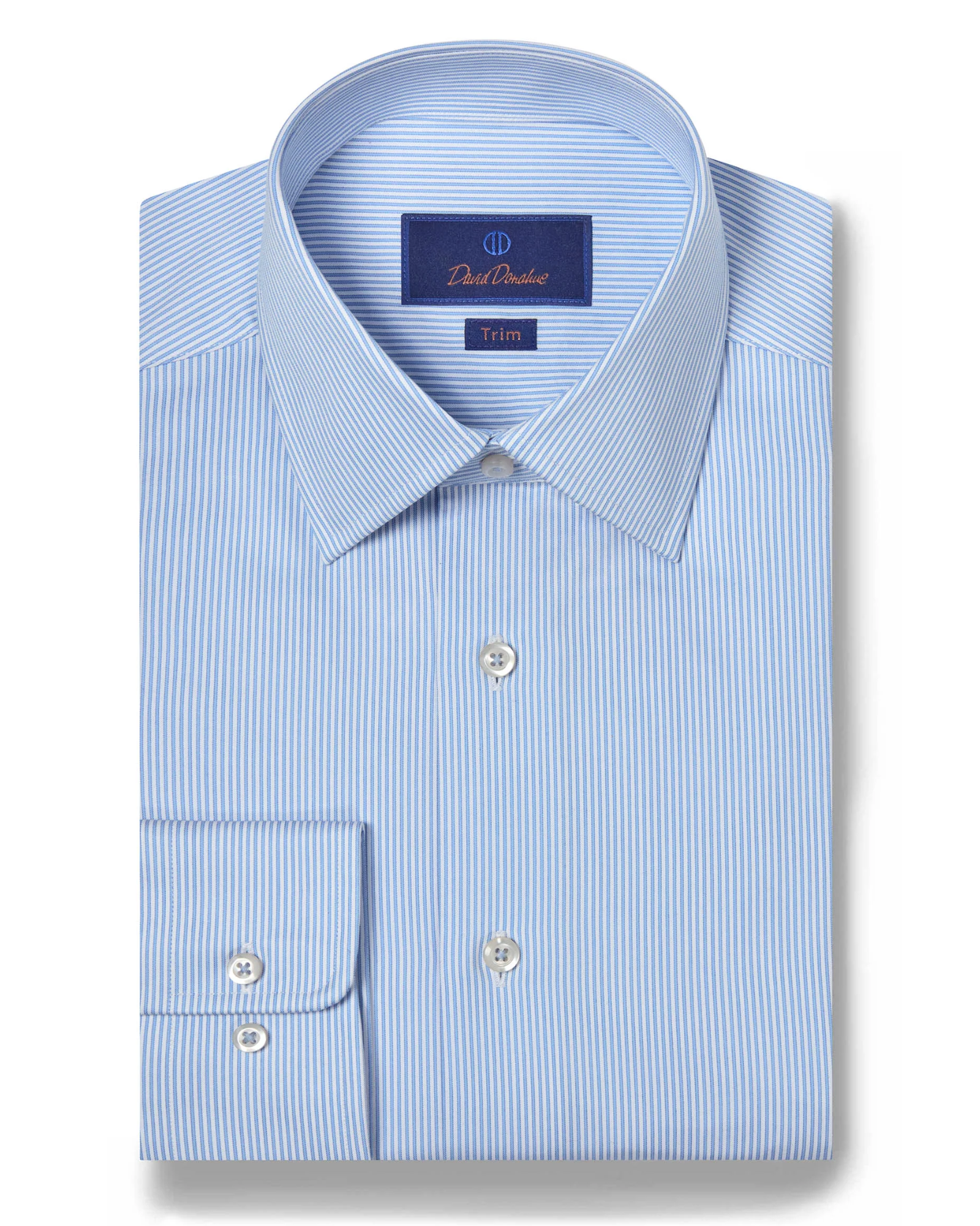 David Donahue- Dress Shirt- Blue & White Fine Stripe- Trim Fit