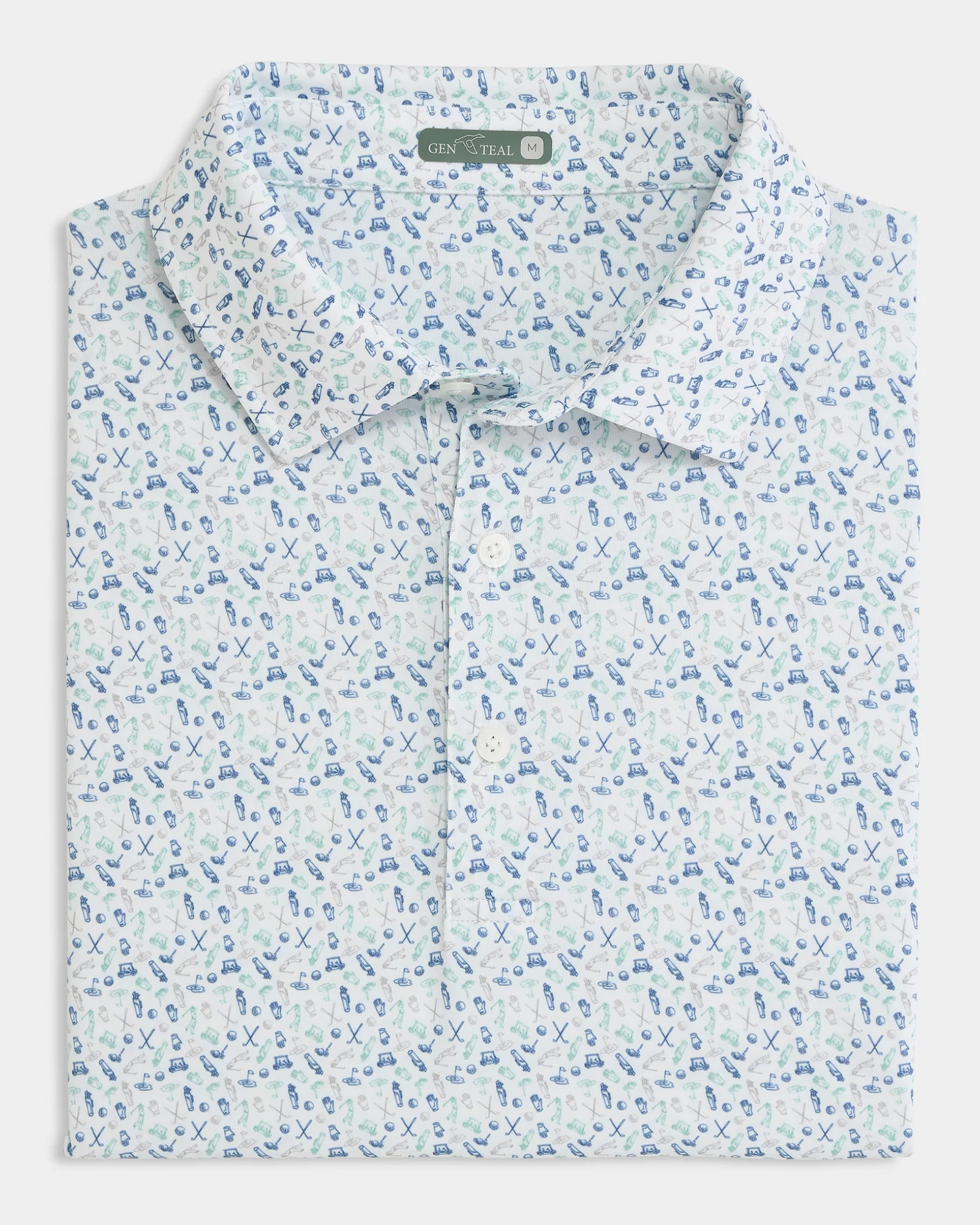 Gen Teal - Caddies Choice Printed Performance Polo