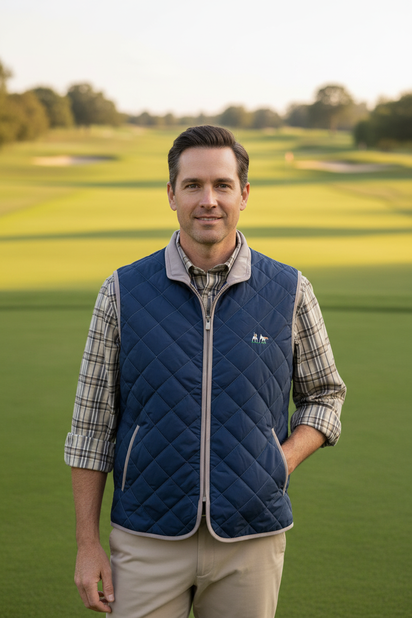 Private Label Quilted Sport Vest - Navy