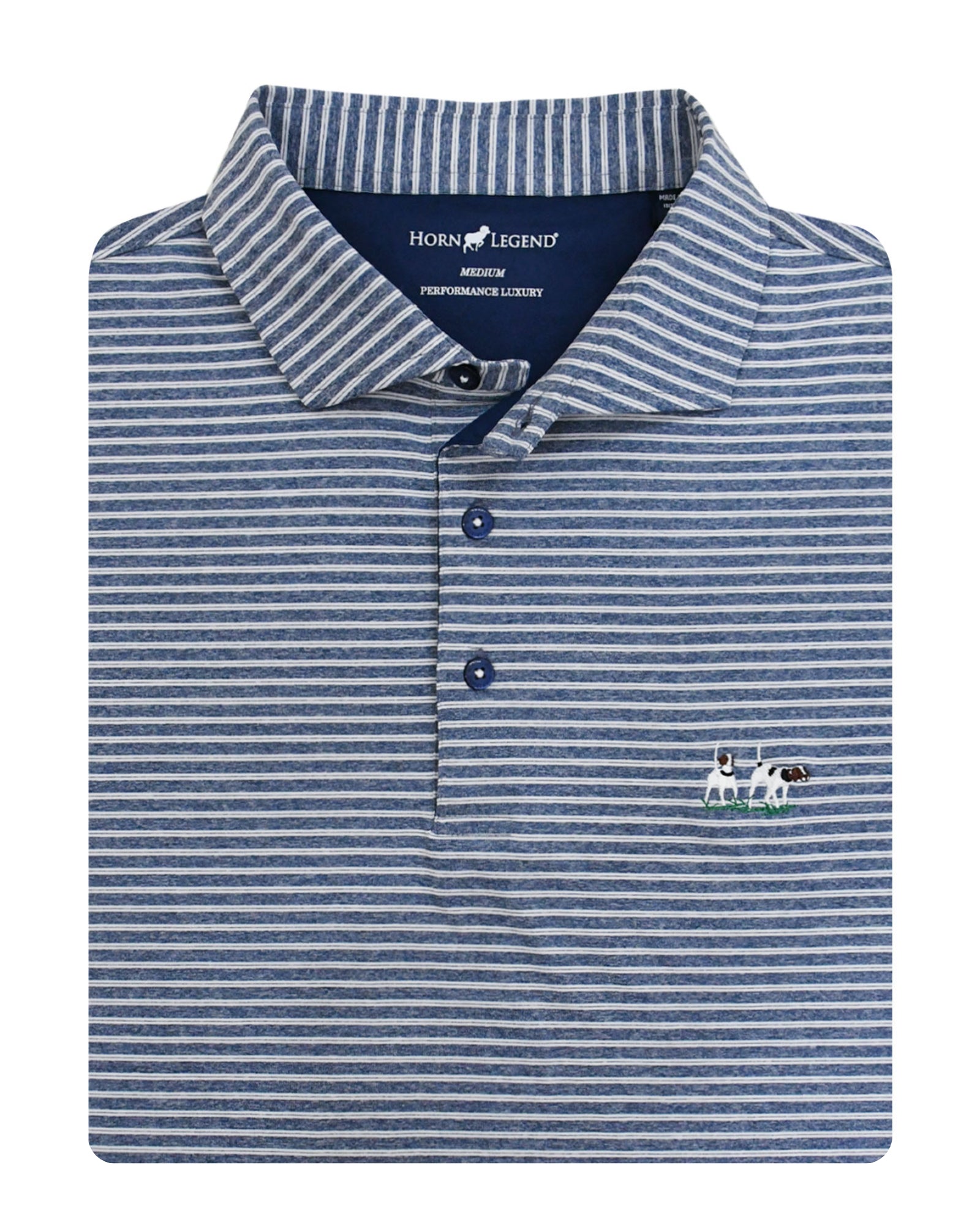 Private Label Performance Polo- Heather Stripe- Navy/White