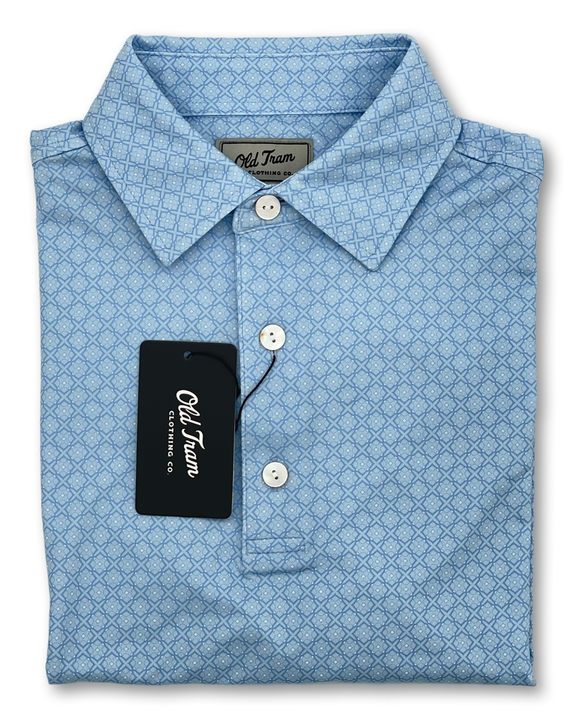 Old Tram- Baby Blue/Blue Printed Polo