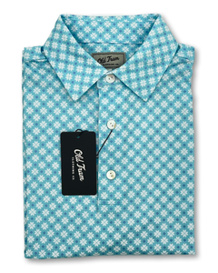 Old Tram- Aqua/White/Blue Printed Polo