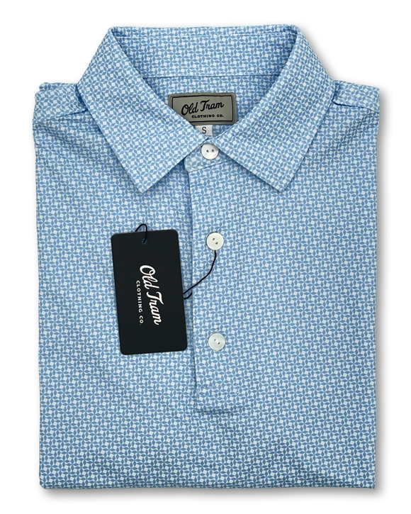 Old Tram- Blue/White Printed Polo