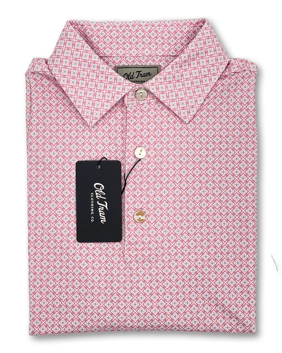 Old Tram- Pink/White Printed Polo