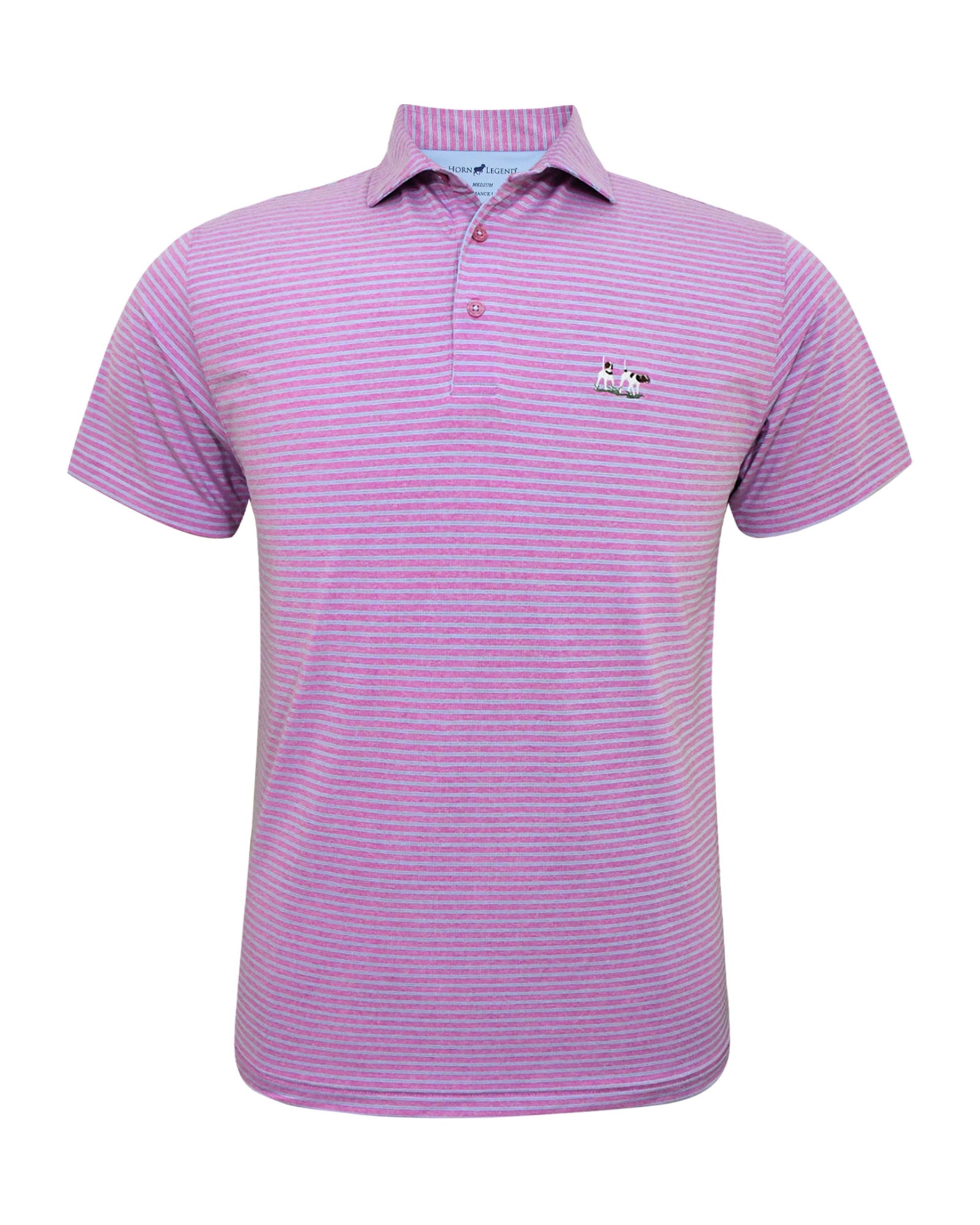 Private Label Performance Polo- Heather Stripe- Purple/White