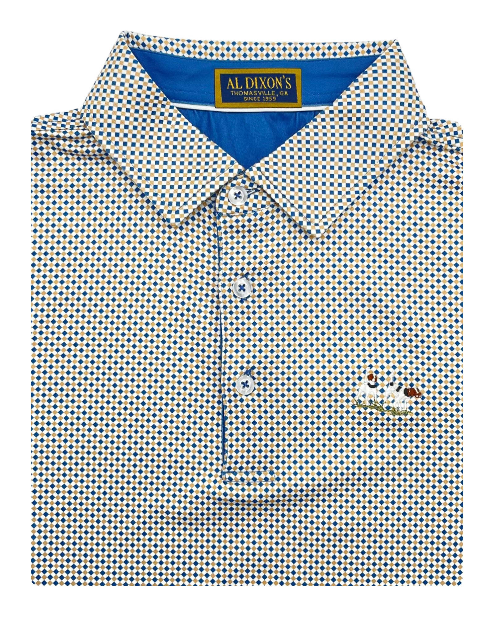 Private Label Performance Polo - Blue & Yellow Checker