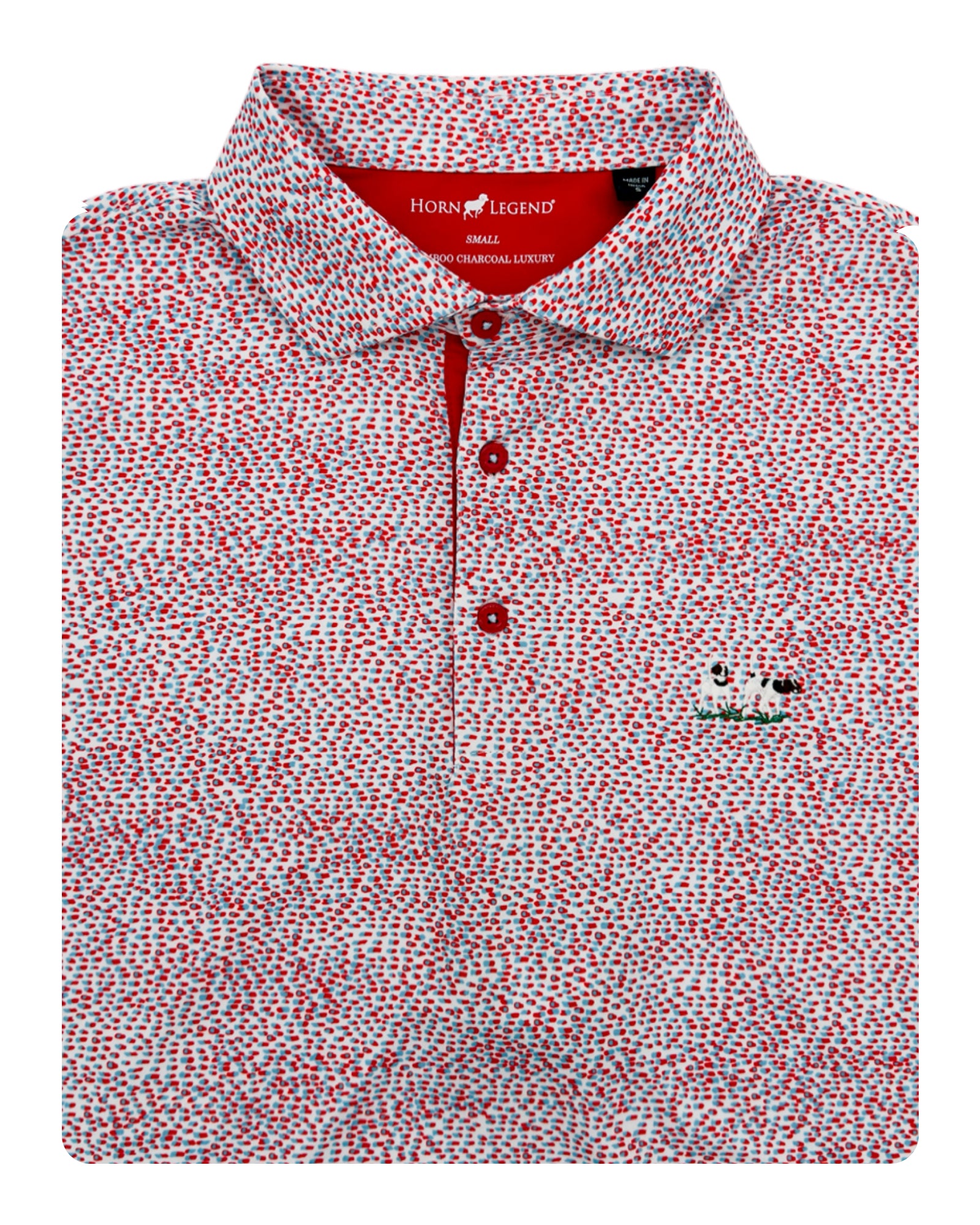 Private Label Performance Polo- White/Serenity/Red
