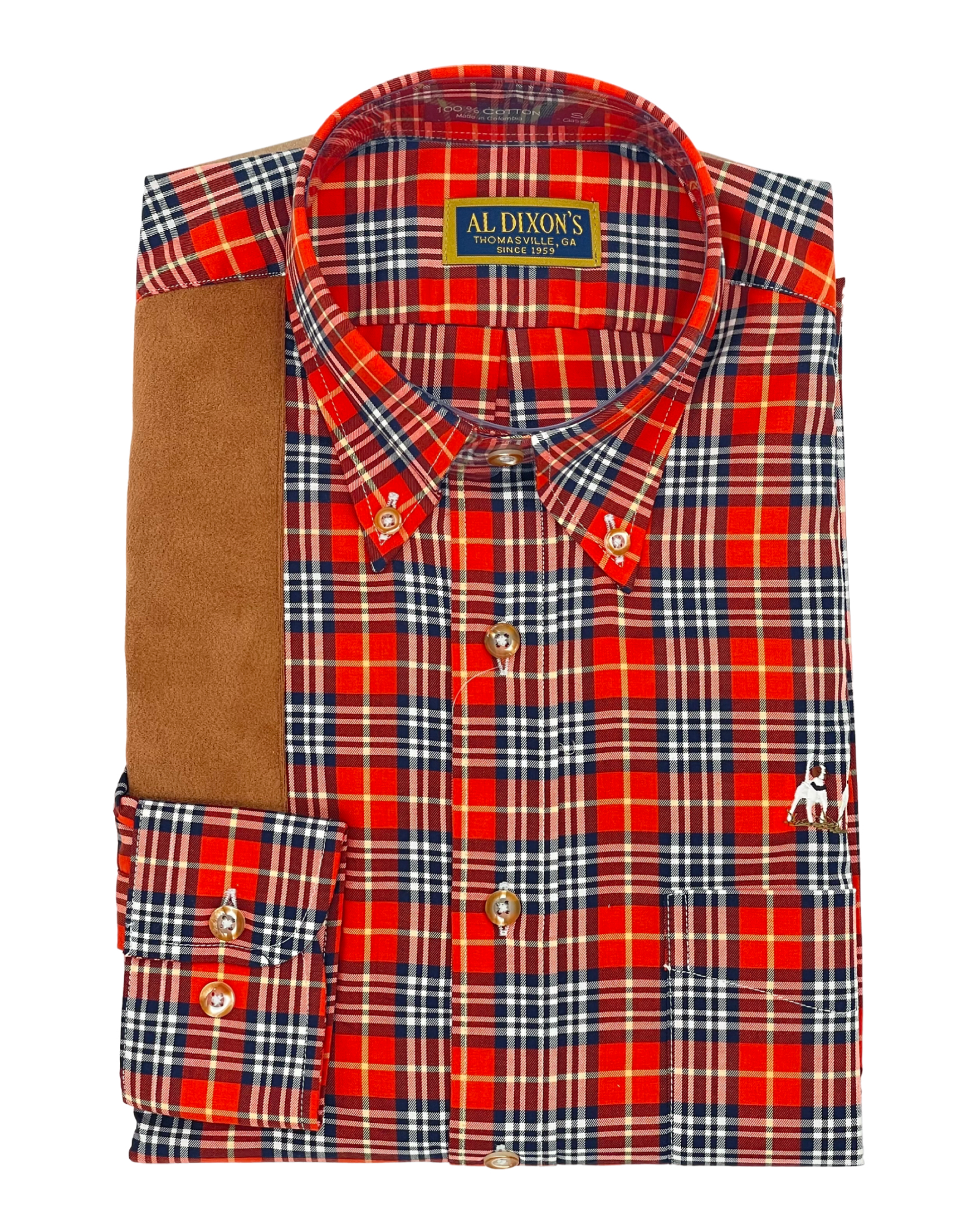 Private Label Gun Patch Sport Shirt - Red Plaid