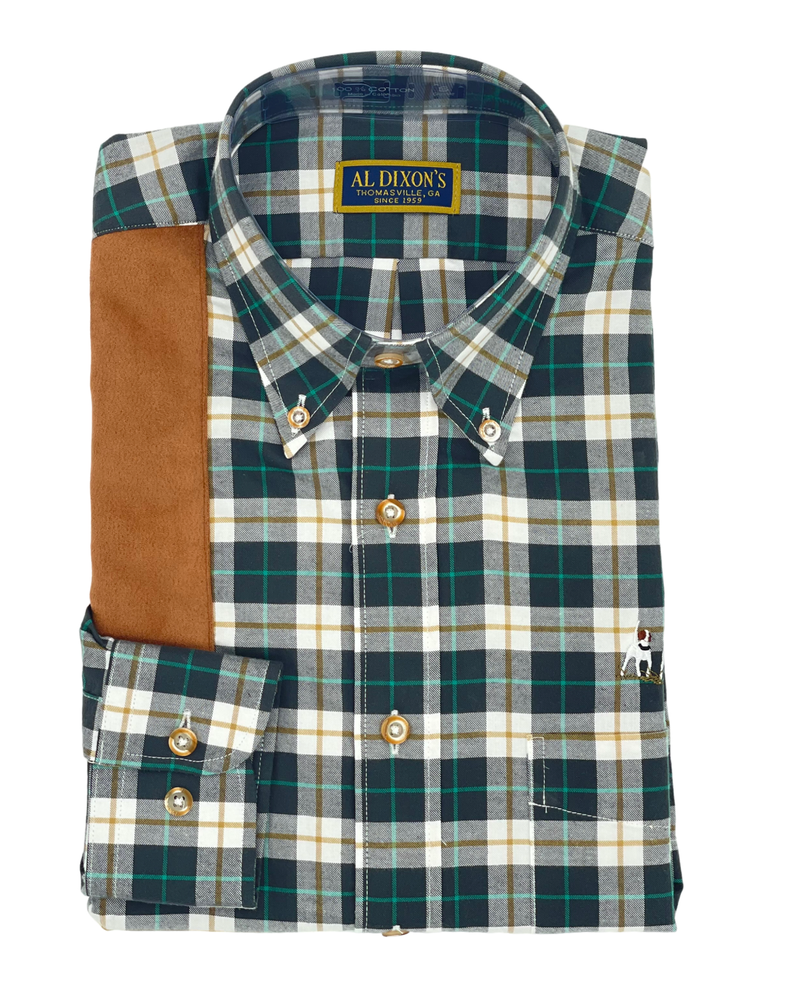 Private Label Gun Patch Sport Shirt - Green Plaid