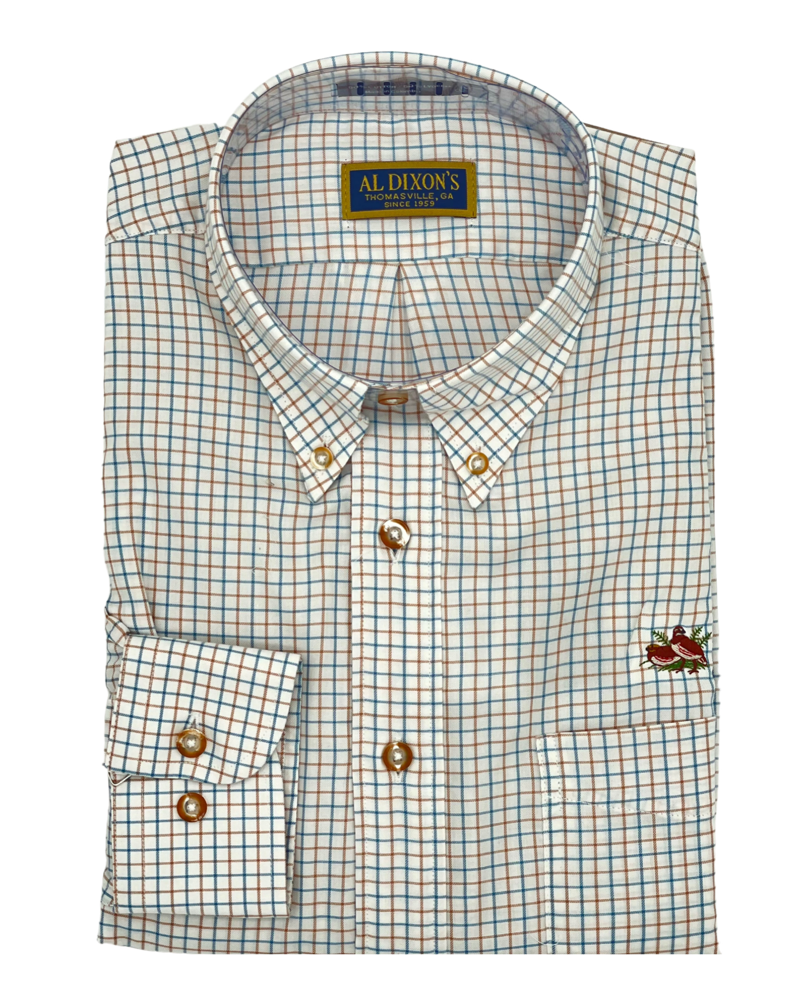 Private Label Sport Shirt - Blue/Khaki Striped Check