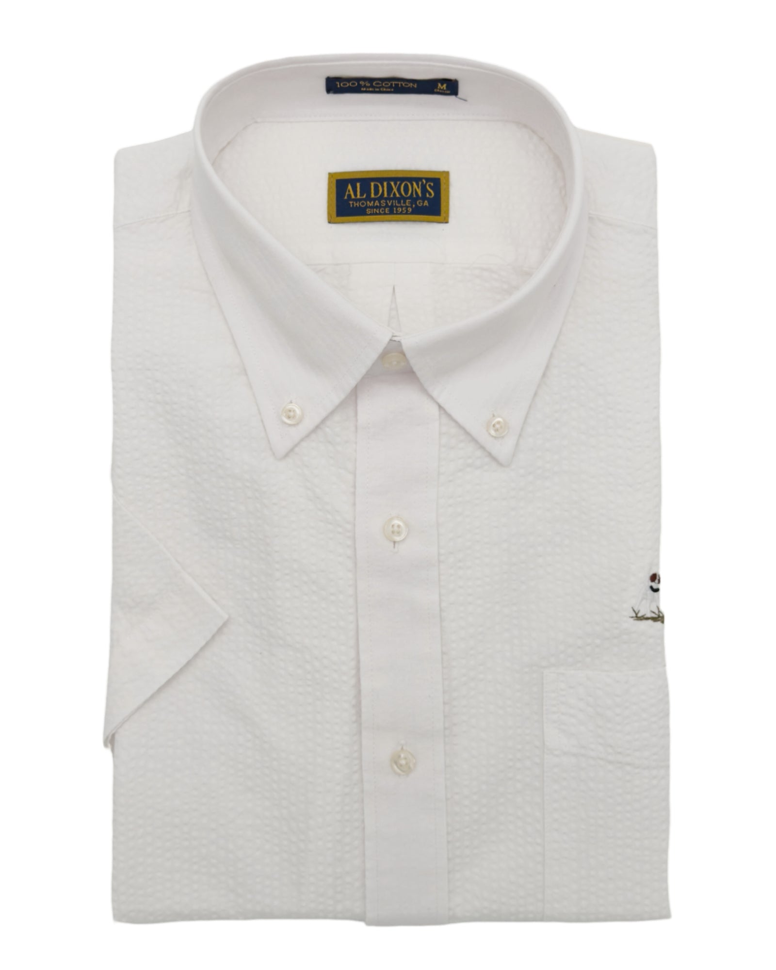 Short Sleeve Private Label Sport Shirt - White Seersucker