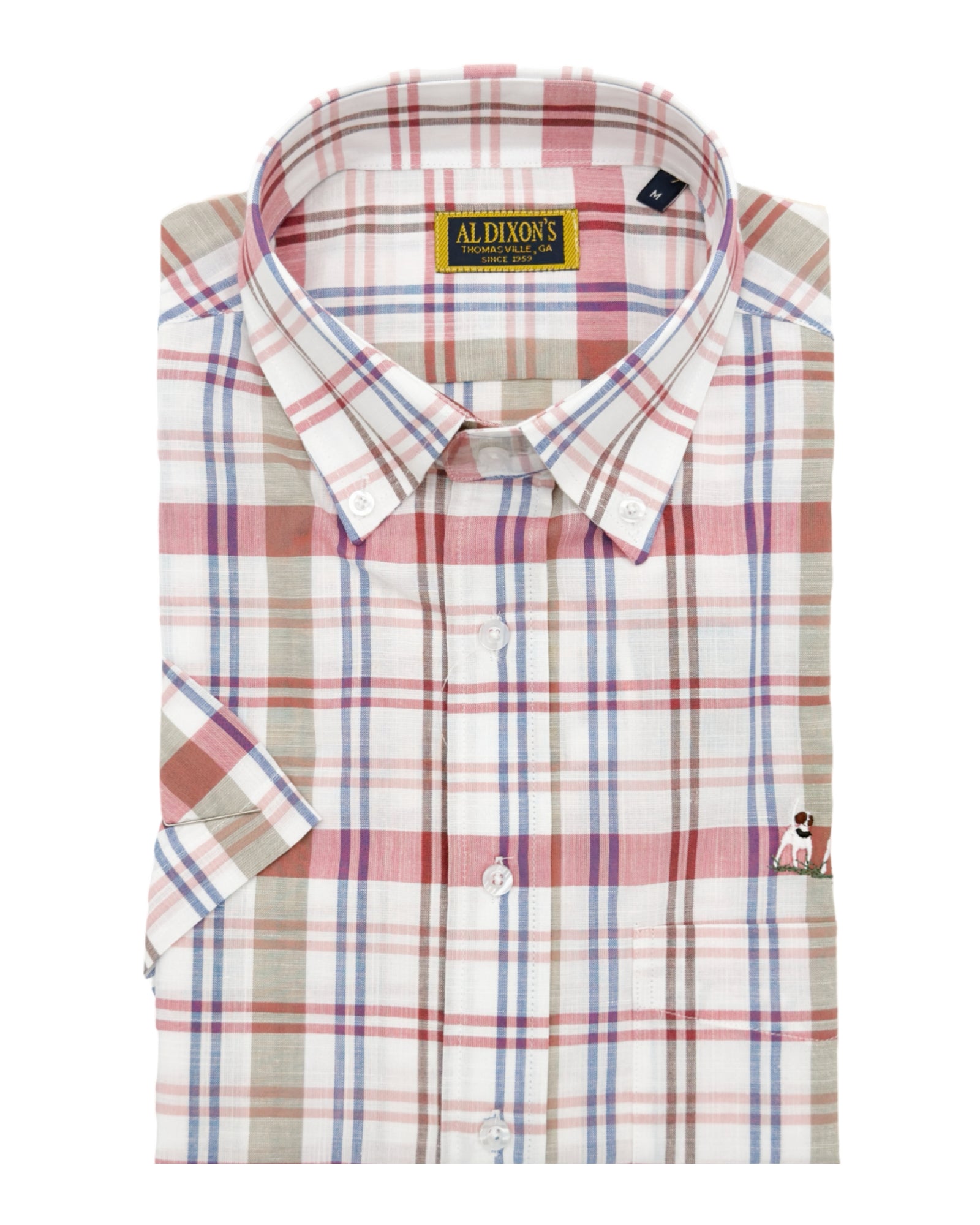 Private Label Short Sleeve Sport Shirt - Rose/Tan Plaid
