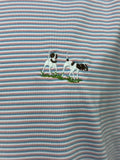 Al Dixon Private Label Polo- Salmon,Slate & White Stripe