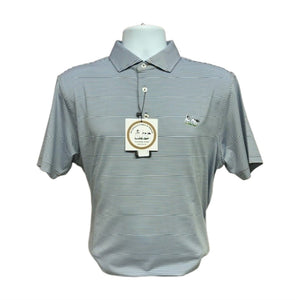 Al Dixon Private Label Polo- Blue, White & Khaki Stripe