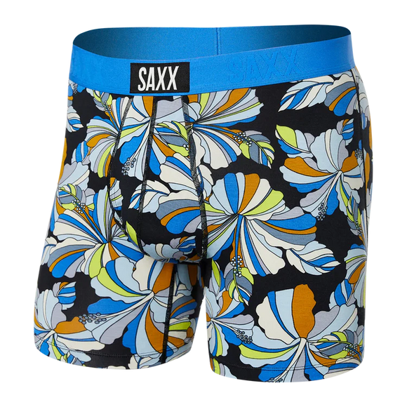 Underwear-Saxx-Ultra Soft Boxer Brief Fly-Flower Pop-Blue
