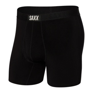 Underwear-Saxx-Ultra Soft Boxer Brief Fly-Black on Black