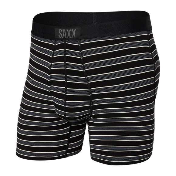 Underwear-Saxx-Ultra Soft Boxer Brief Fly-Black Crew Stripe