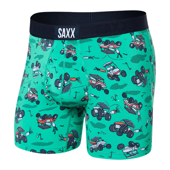 Underwear-Saxx-Ultra Soft Boxer Brief Fly-Off Course Carts-Green