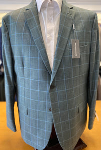 Sport Coat-Michael Kors-Green/Baby Blue Windowpane-Slim Fit