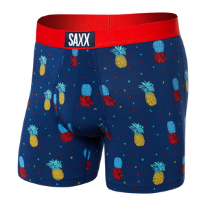 Underwear-Saxx-Ultra Soft Boxer Brief Fly-Pineapple Flip-Navy